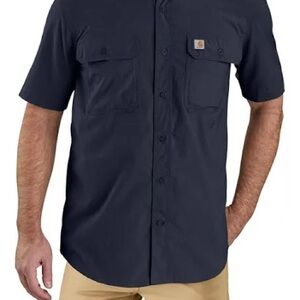 Carhartt force Men's navy Blue Casual Button Down Shirt size XXL